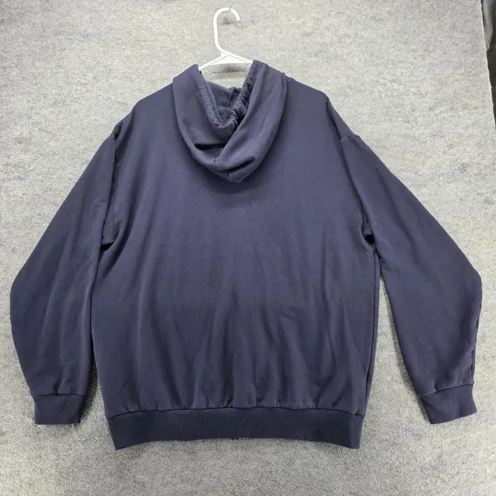Eddie Bauer Hoodie Mens L Blue Full Zip Hooded Pockets Stretch Fleece Logo